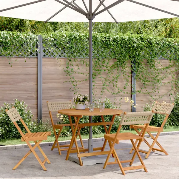 Ensemble à manger de jardin 5 pcs résine tressée et bois massif