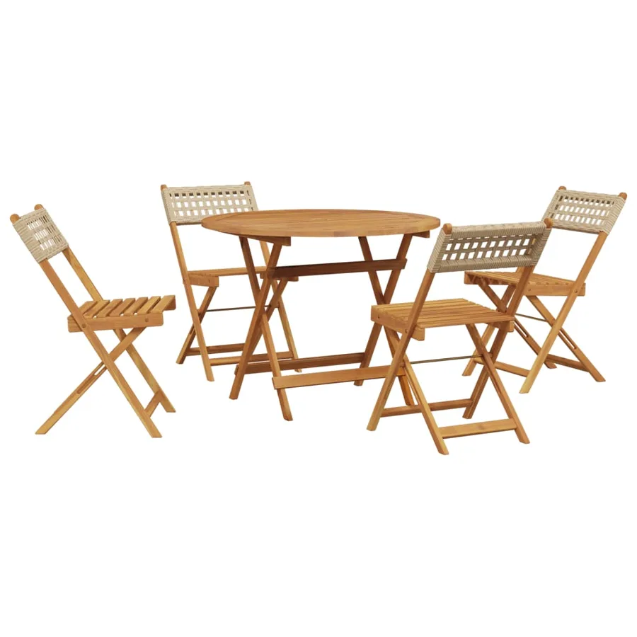 Ensemble à manger de jardin 5 pcs résine tressée et bois massif - 2