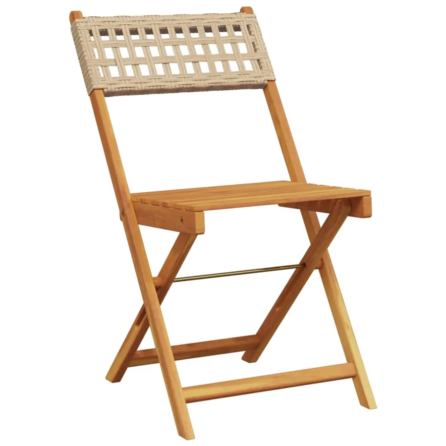 Ensemble à manger de jardin 5 pcs résine tressée et bois massif - 3