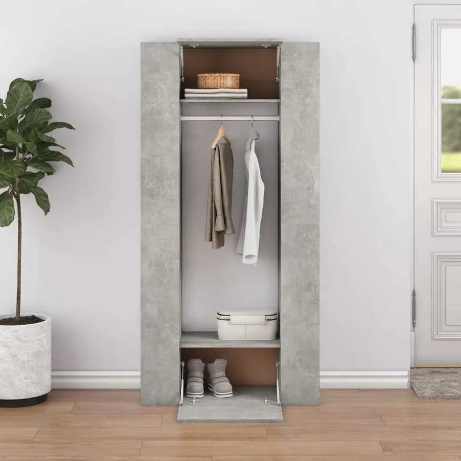 Armoires de couloir 2 pcs gris béton bois d'ingénierie