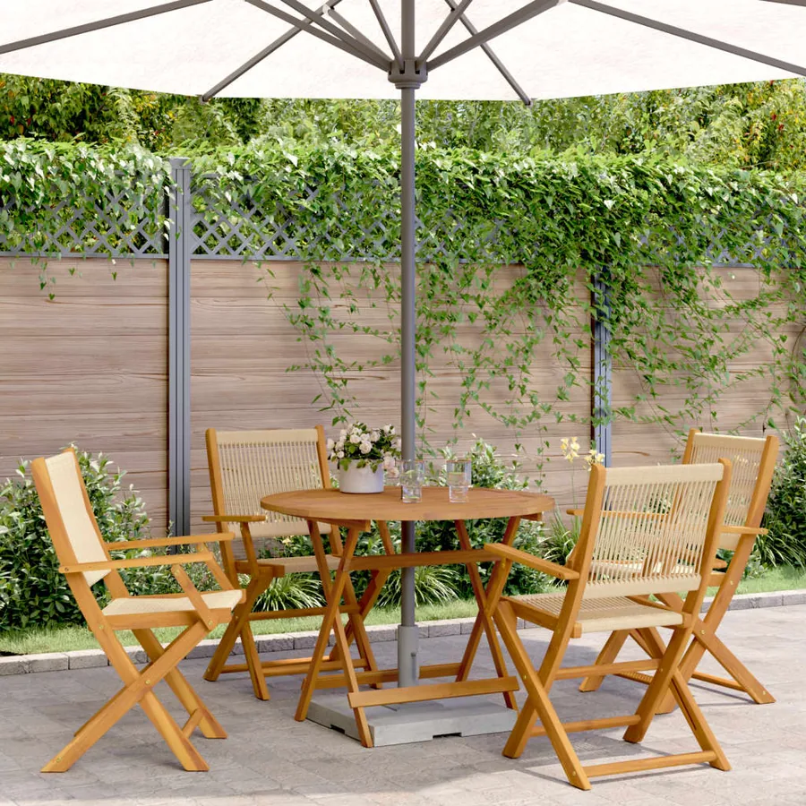 Ensemble à manger de jardin 5pcs beige polypropylène et bois