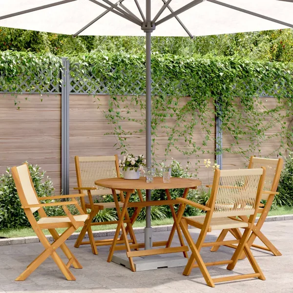 Ensemble à manger de jardin 5pcs beige polypropylène et bois