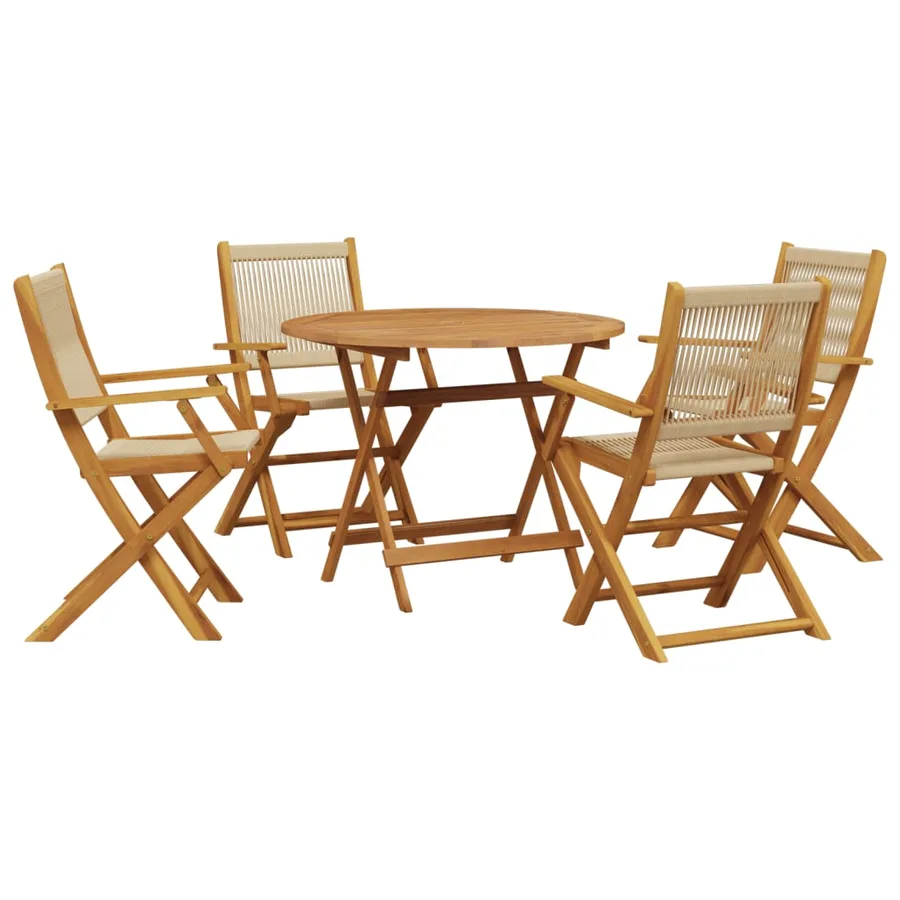 Ensemble à manger de jardin 5pcs beige polypropylène et bois - 2