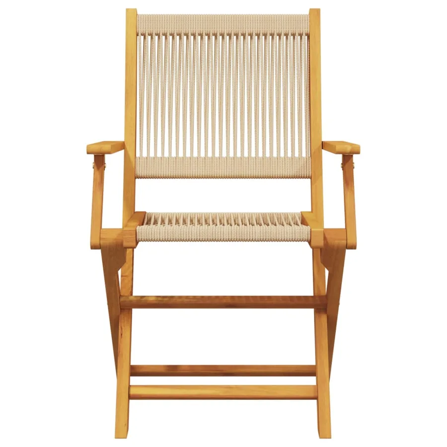 Ensemble à manger de jardin 5pcs beige polypropylène et bois - 4