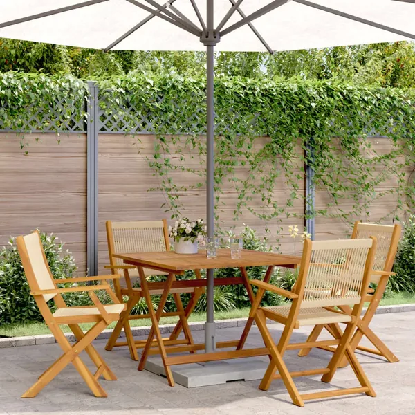 Ensemble à manger de jardin 5pcs beige polypropylène et bois