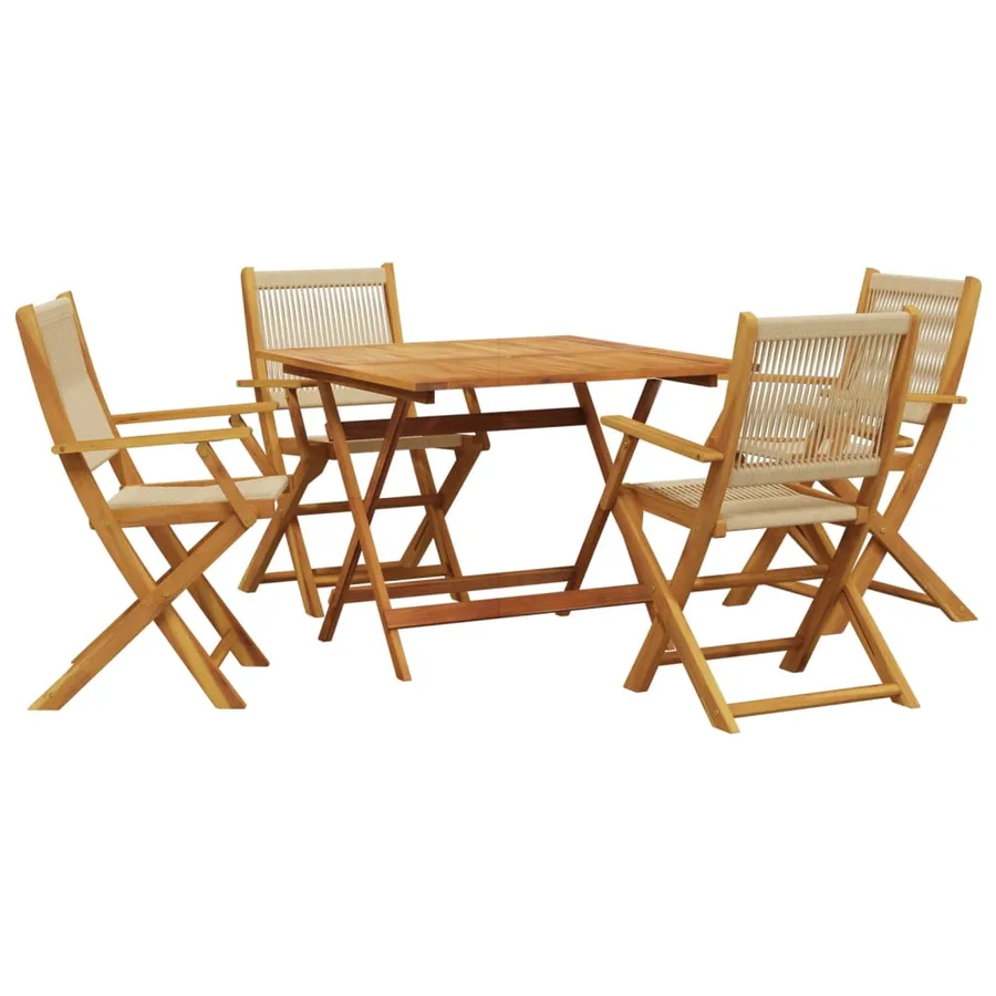 Ensemble à manger de jardin 5pcs beige polypropylène et bois - 2