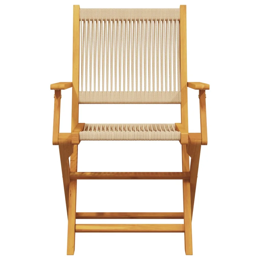 Ensemble à manger de jardin 5pcs beige polypropylène et bois - 4
