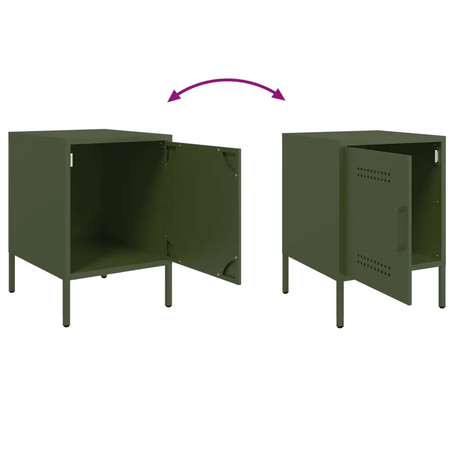 Tables de chevet 2 pcs vert olive 36x39x50,5 cm acier - 10