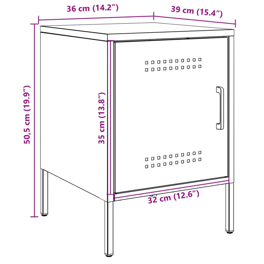 Tables de chevet 2 pcs vert olive 36x39x50,5 cm acier - 14