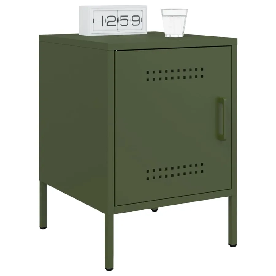Tables de chevet 2 pcs vert olive 36x39x50,5 cm acier - 3
