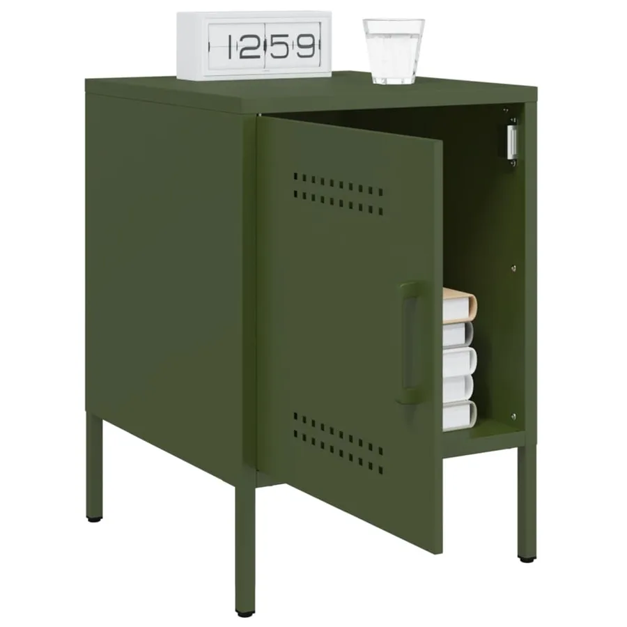 Tables de chevet 2 pcs vert olive 36x39x50,5 cm acier - 4