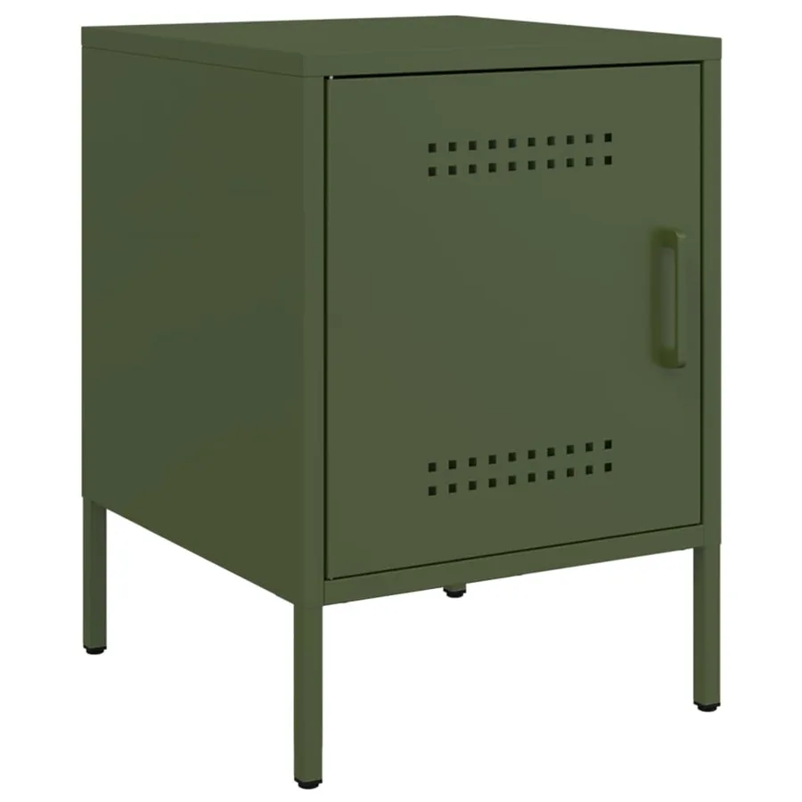 Tables de chevet 2 pcs vert olive 36x39x50,5 cm acier - 5