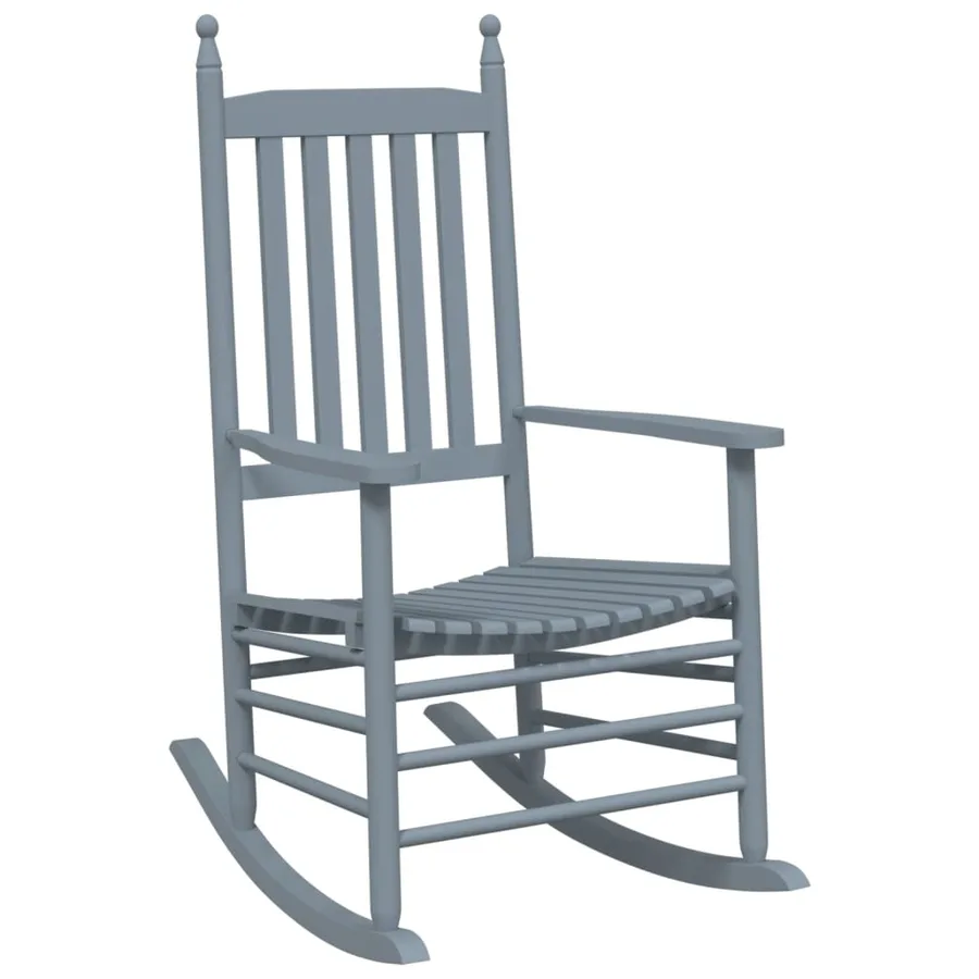 Chaise à bascule avec table pliable gris bois massif peuplier - 3