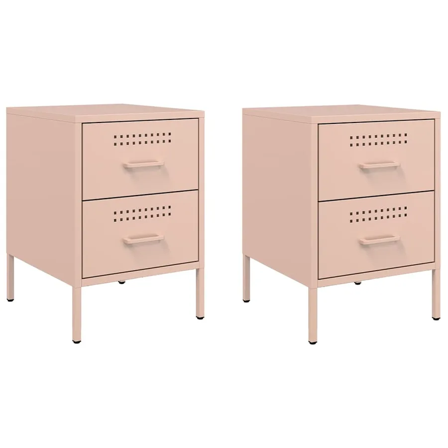Tables de chevet 2 pcs rose 36x39x50,5 cm acier - 2