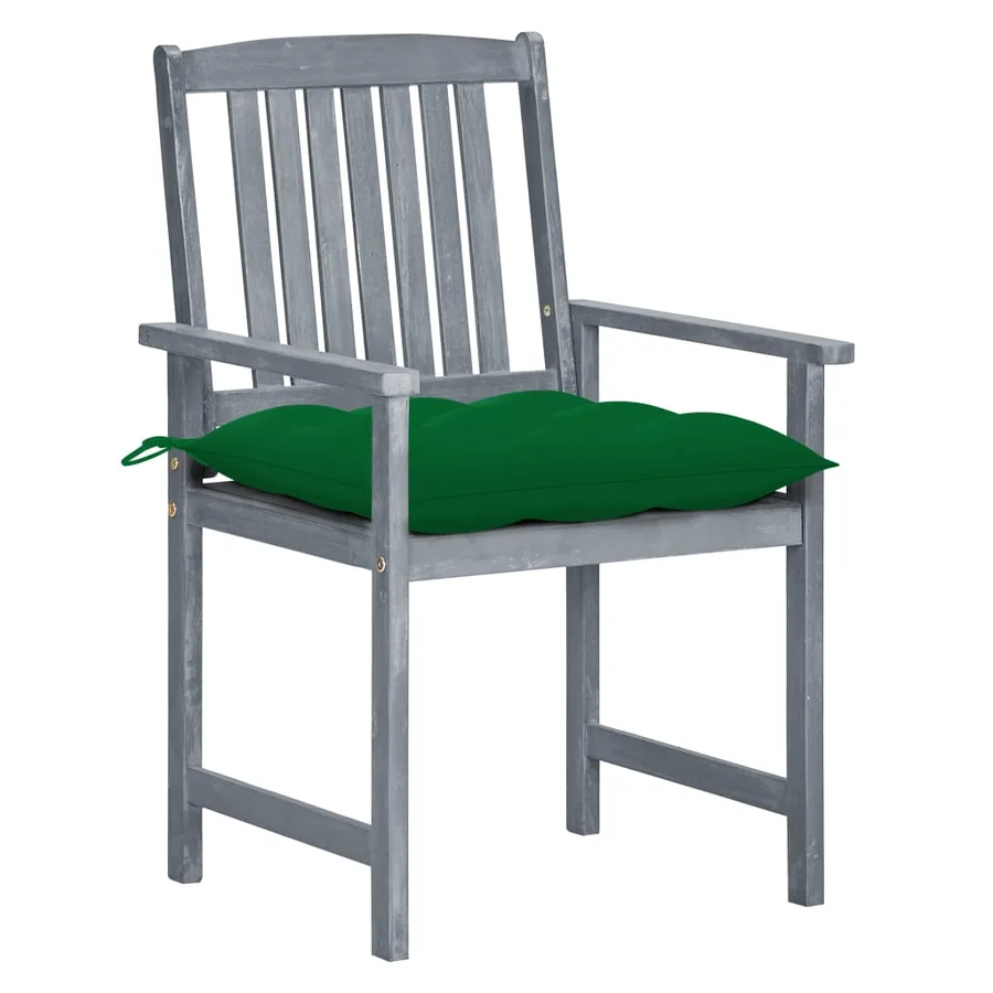 Chaises de jardin et coussins lot de 4 Gris Bois acacia massif - 2