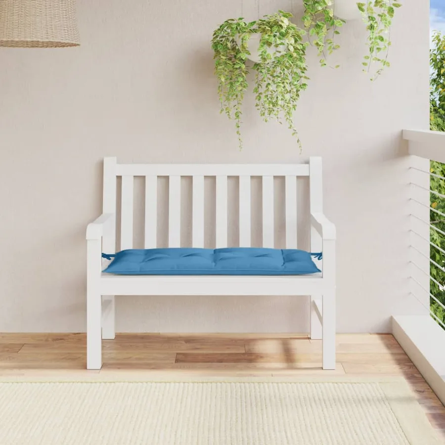 Coussin de banc de jardin bleu mélangé 100x50x7 cm tissu - 3
