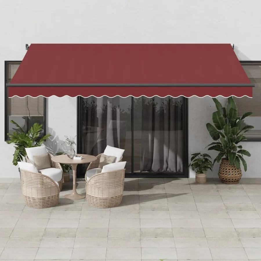 Auvent rétractable automatique avec LED bordeaux 450x350 cm
