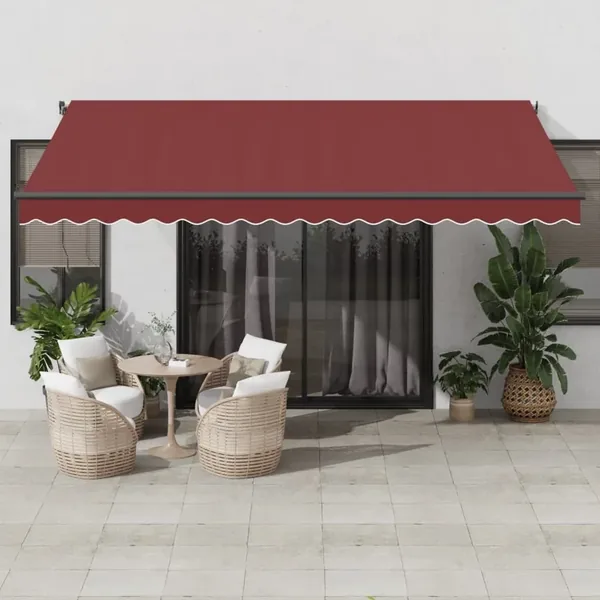 Auvent rétractable automatique avec LED bordeaux 450x350 cm