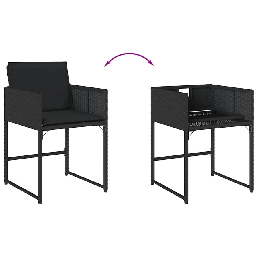 Ensemble à manger de jardin 17 pcs coussins noir résine tressée - 7