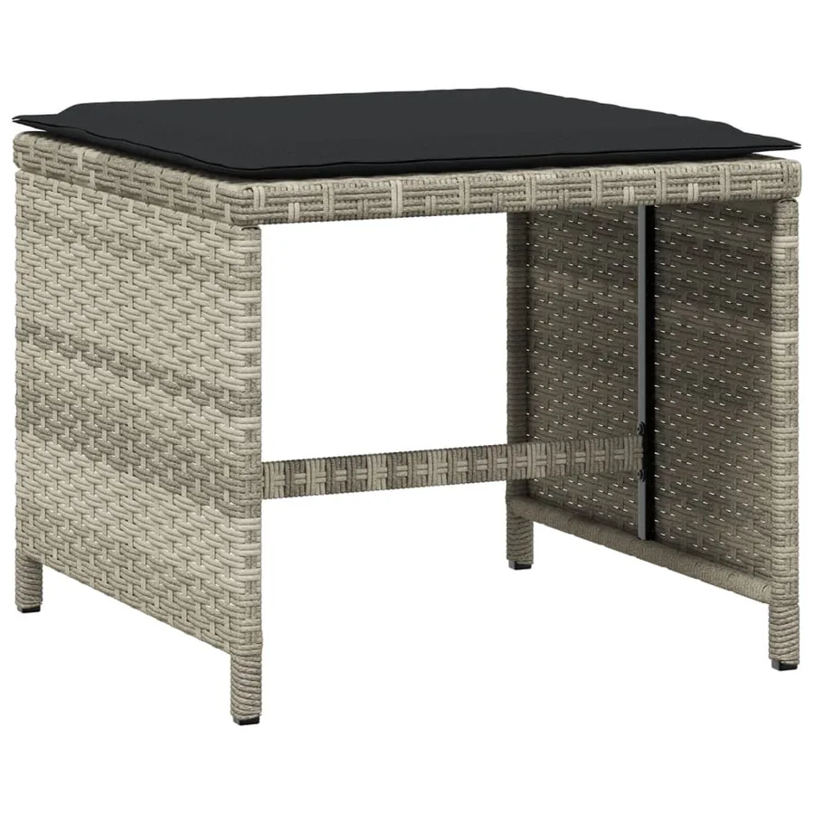 Ensemble à manger de jardin 11pcs avec coussins gris poly rotin - 6