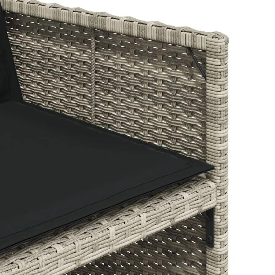 Ensemble à manger de jardin 11pcs avec coussins gris poly rotin - 9