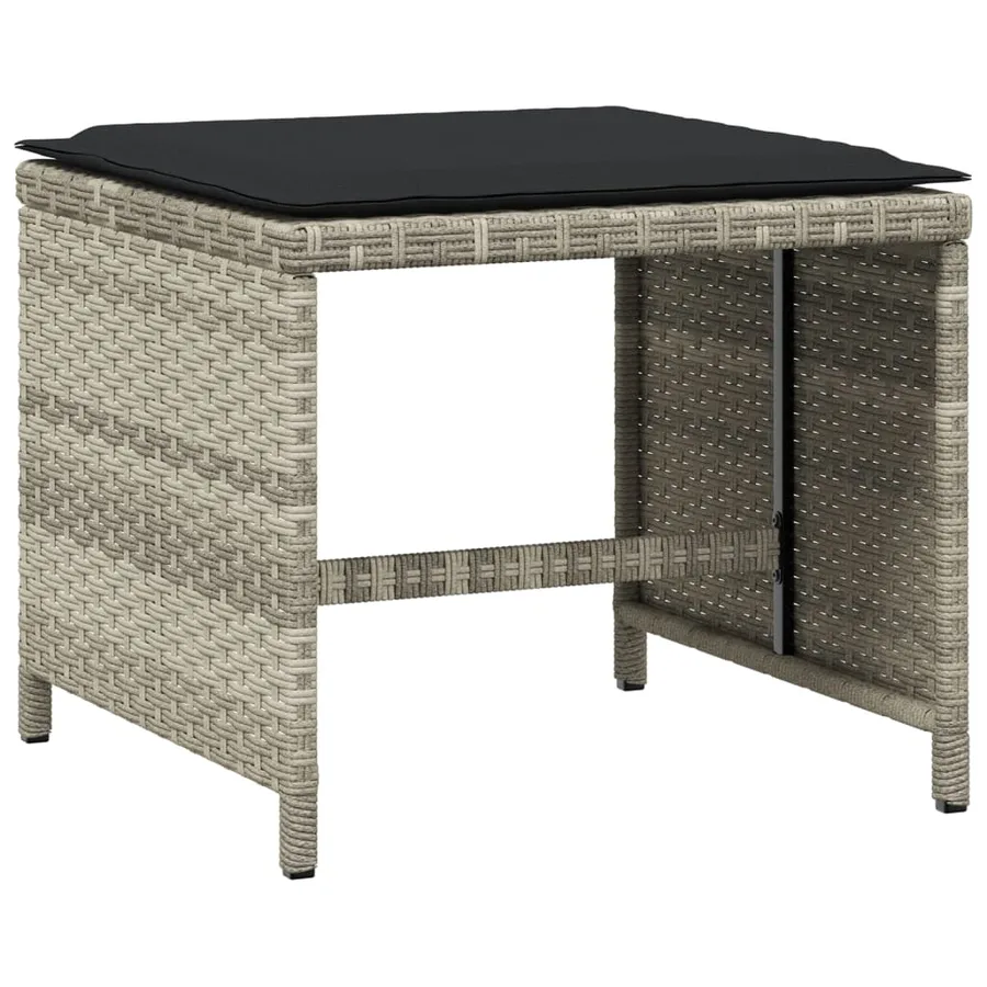 Ensemble à manger de jardin 11pcs avec coussins gris poly rotin - 6