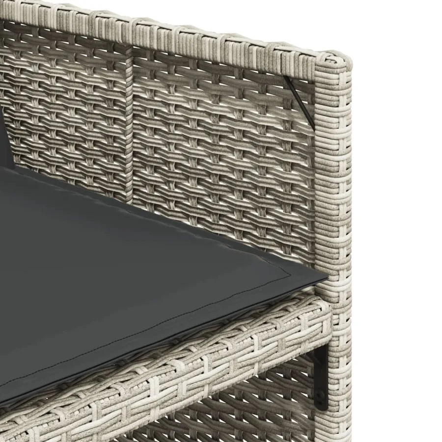Ensemble à manger de jardin 11pcs avec coussins gris poly rotin - 9