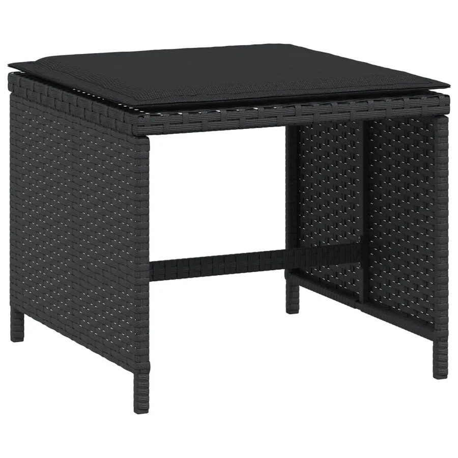 Tabourets de jardin avec coussins 4 pcs noir 40x40x35 cm rotin - 3