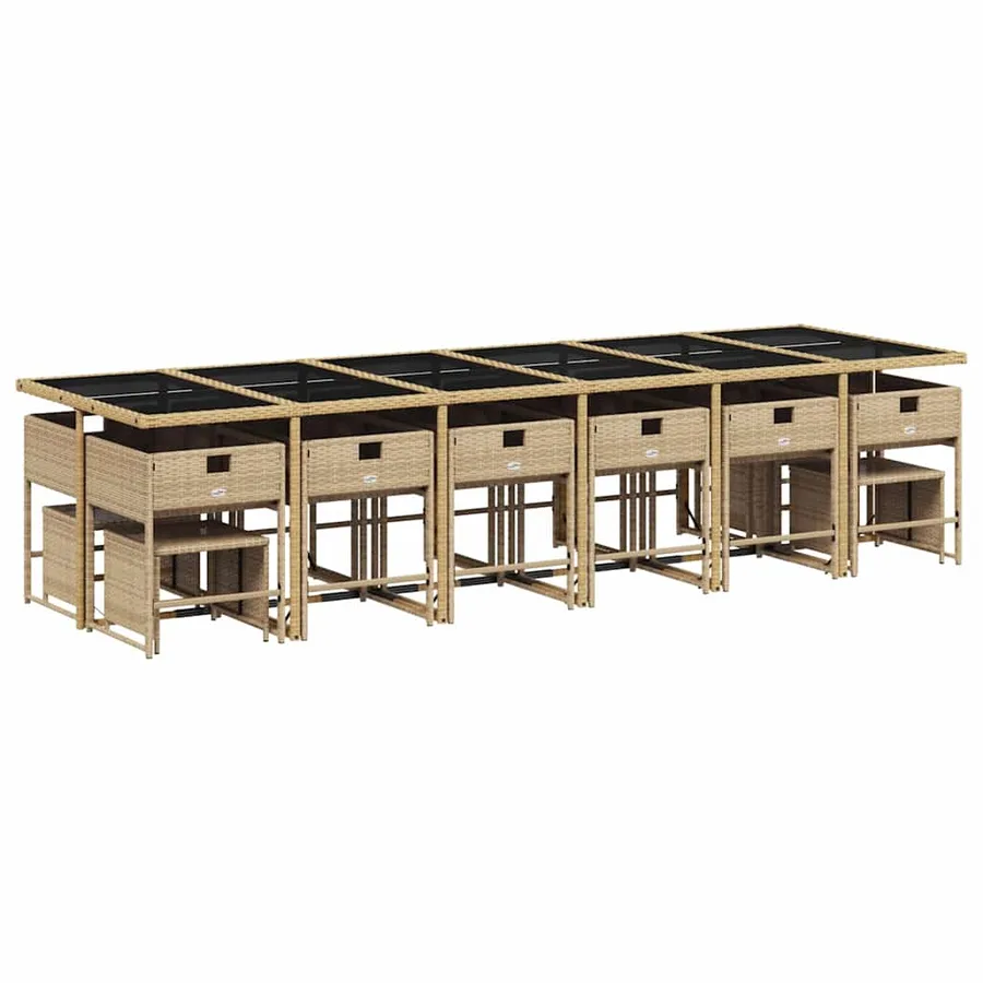 Ensemble à manger de jardin et coussins 17 pcs beige - 5