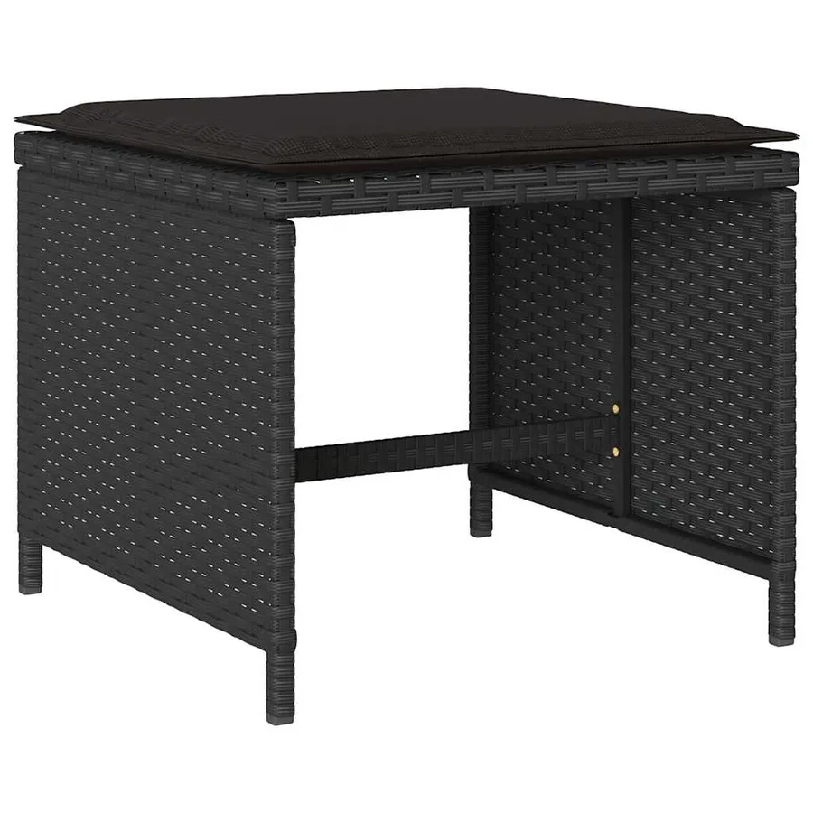Ensemble à manger de jardin 13 pcs coussins noir résine tressée - 6