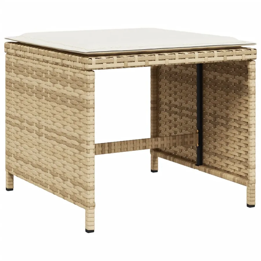 Ensemble à manger de jardin et coussins 9 pcs beige Poly rotin - 6
