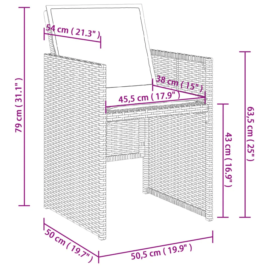Ensemble à manger de jardin et coussins 9 pcs beige Poly rotin - 12