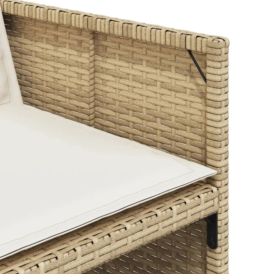 Ensemble à manger de jardin et coussins 9 pcs beige Poly rotin - 9
