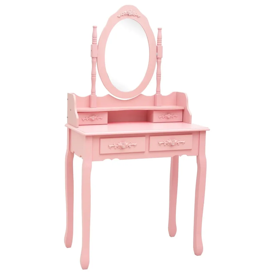 Ensemble de coiffeuse avec tabouret Rose 75x69x140 cm Paulownia - 2