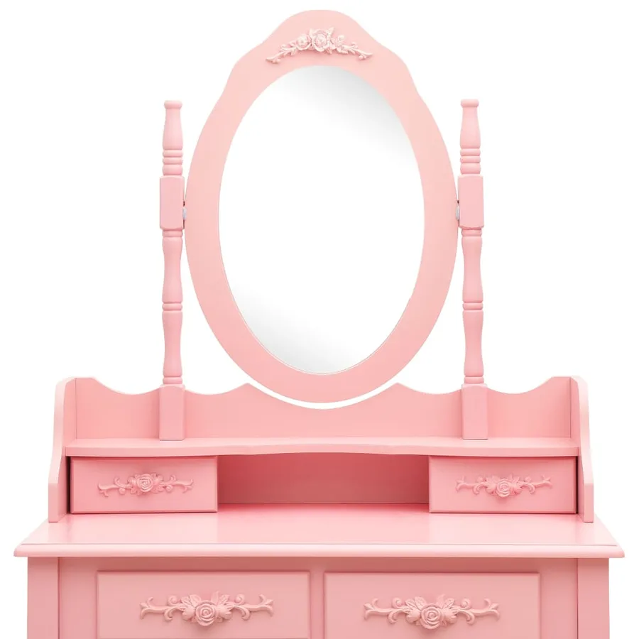 Ensemble de coiffeuse avec tabouret Rose 75x69x140 cm Paulownia - 6