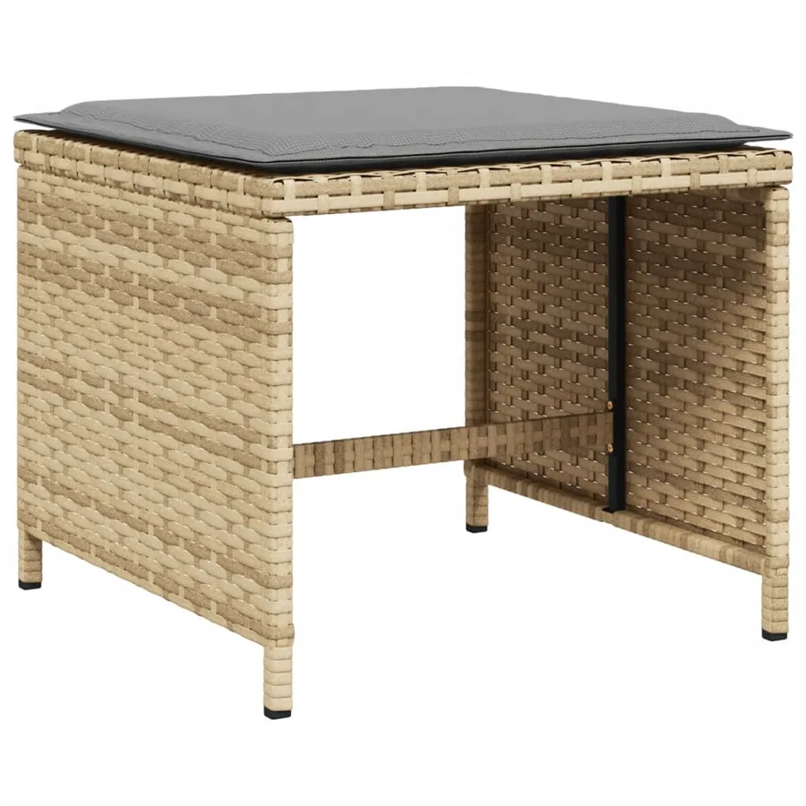 Ensemble à manger de jardin et coussins 9 pcs mélange beige - 6