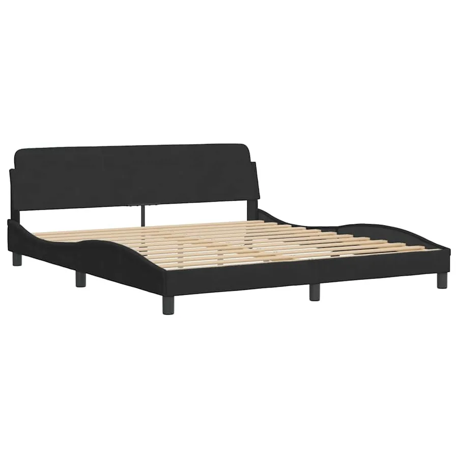 Cadre de lit Dover velours noir 180x200 cm - 3