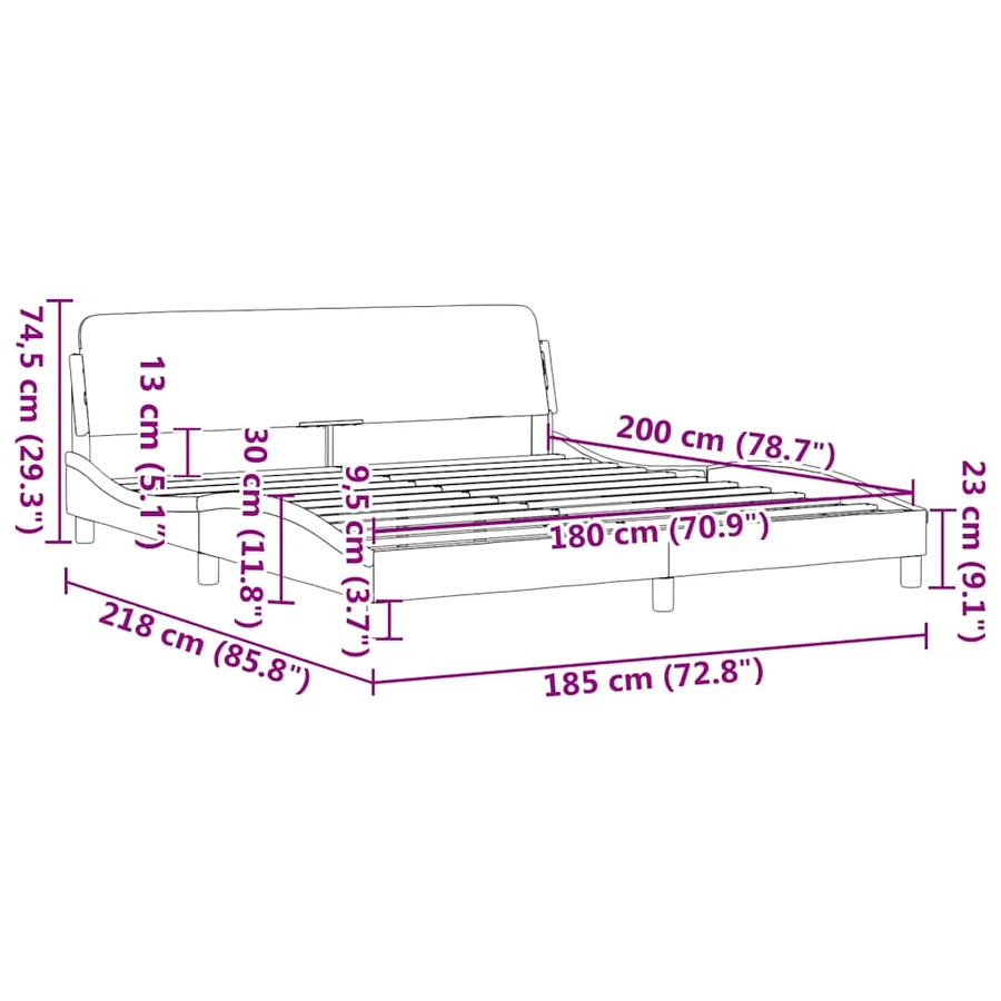 Cadre de lit Dover velours noir 180x200 cm - 9
