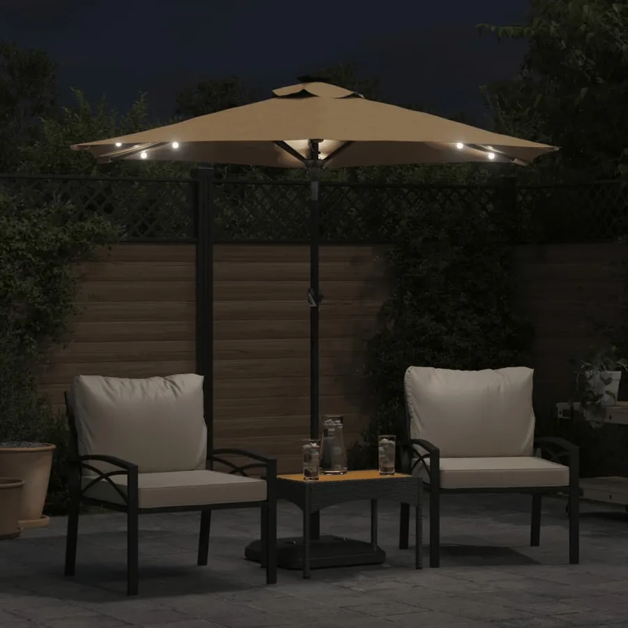 Parasol de jardin avec LED mât en acier taupe 225x225x212 cm - 3