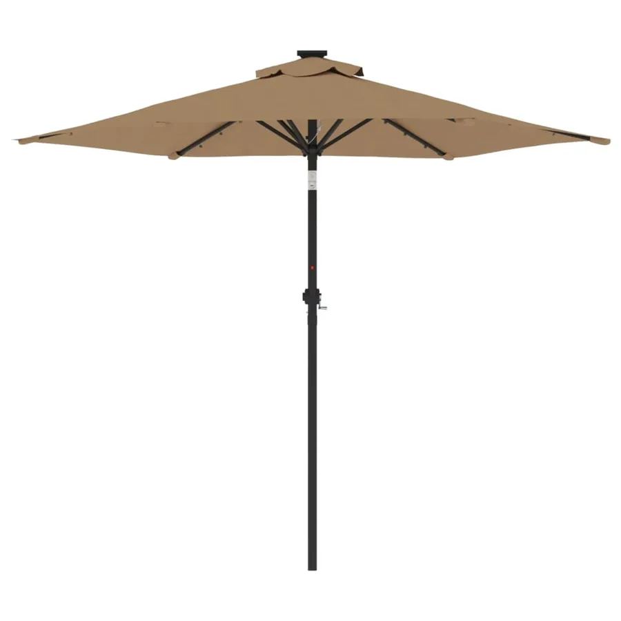 Parasol de jardin avec LED mât en acier taupe 225x225x212 cm - 5