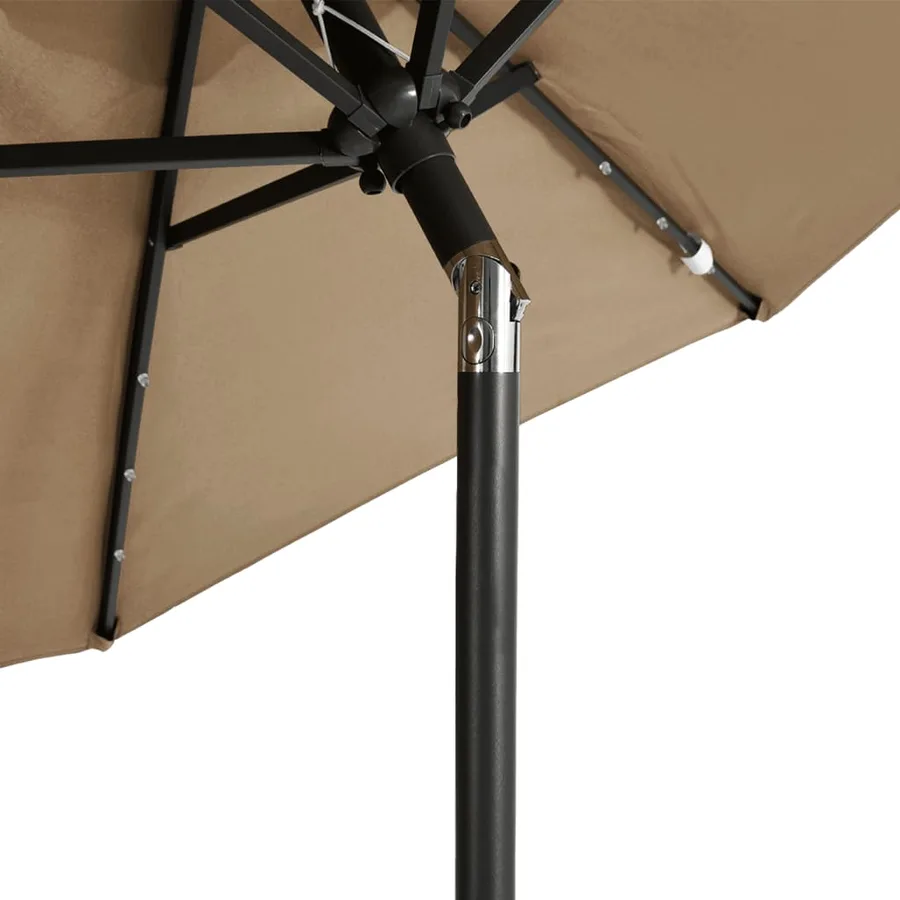 Parasol de jardin avec LED mât en acier taupe 225x225x212 cm - 9