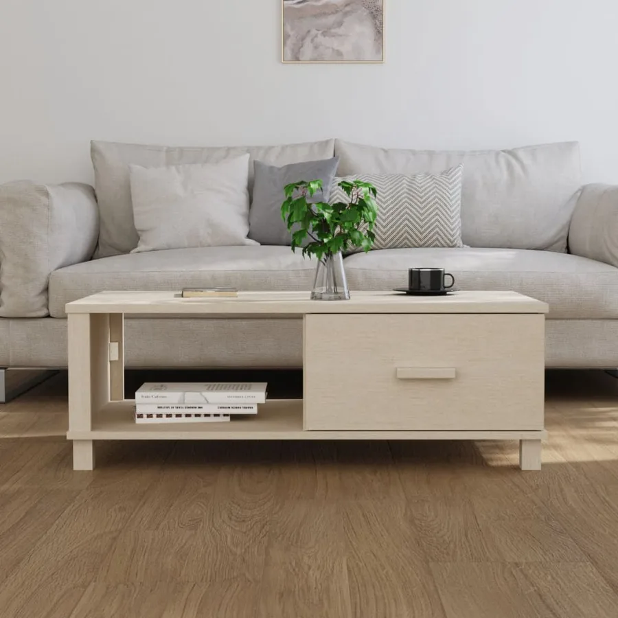 Table basse HAMAR Marron miel 100x55x35 cm Bois massif de pin - 3