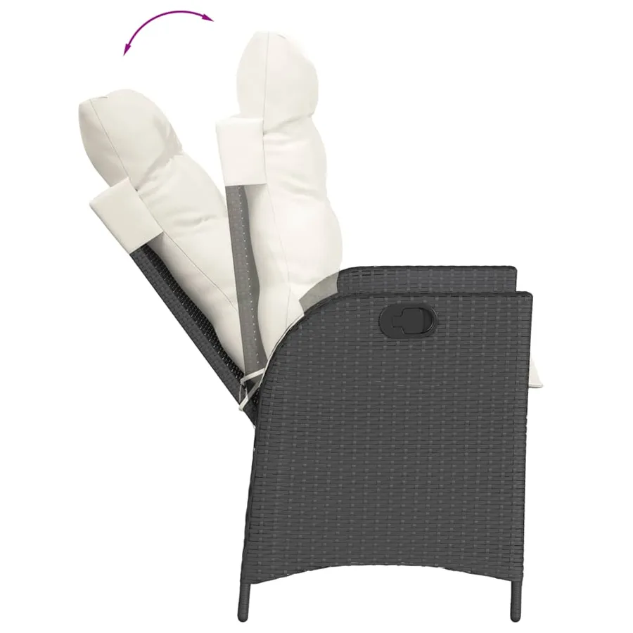 Ensemble à manger de jardin avec coussins 3 pcs Noir - 4