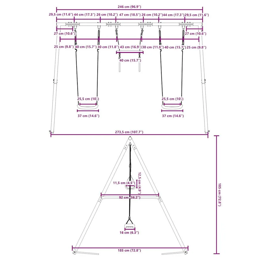 Ensemble de balançoire d'extérieur avec balançoires et trapèze - 10