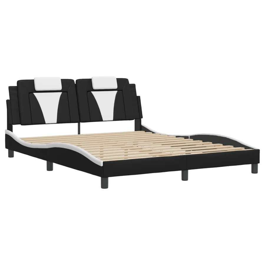 Cadre de lit Viana avec LED sans matelas noir et blanc 160x200 cm - 3