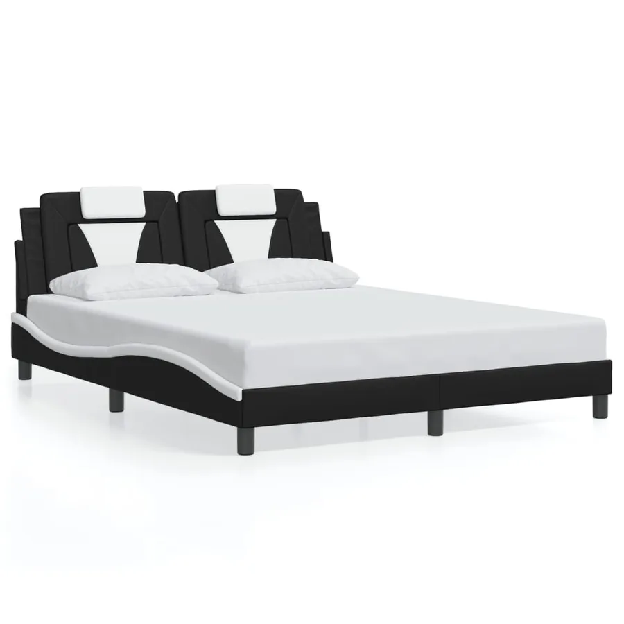 Cadre de lit Viana avec LED sans matelas noir et blanc 160x200 cm - 5