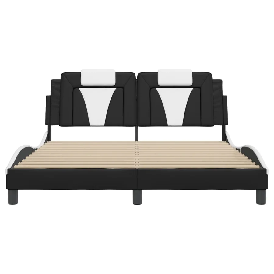 Cadre de lit Viana avec LED sans matelas noir et blanc 160x200 cm - 6