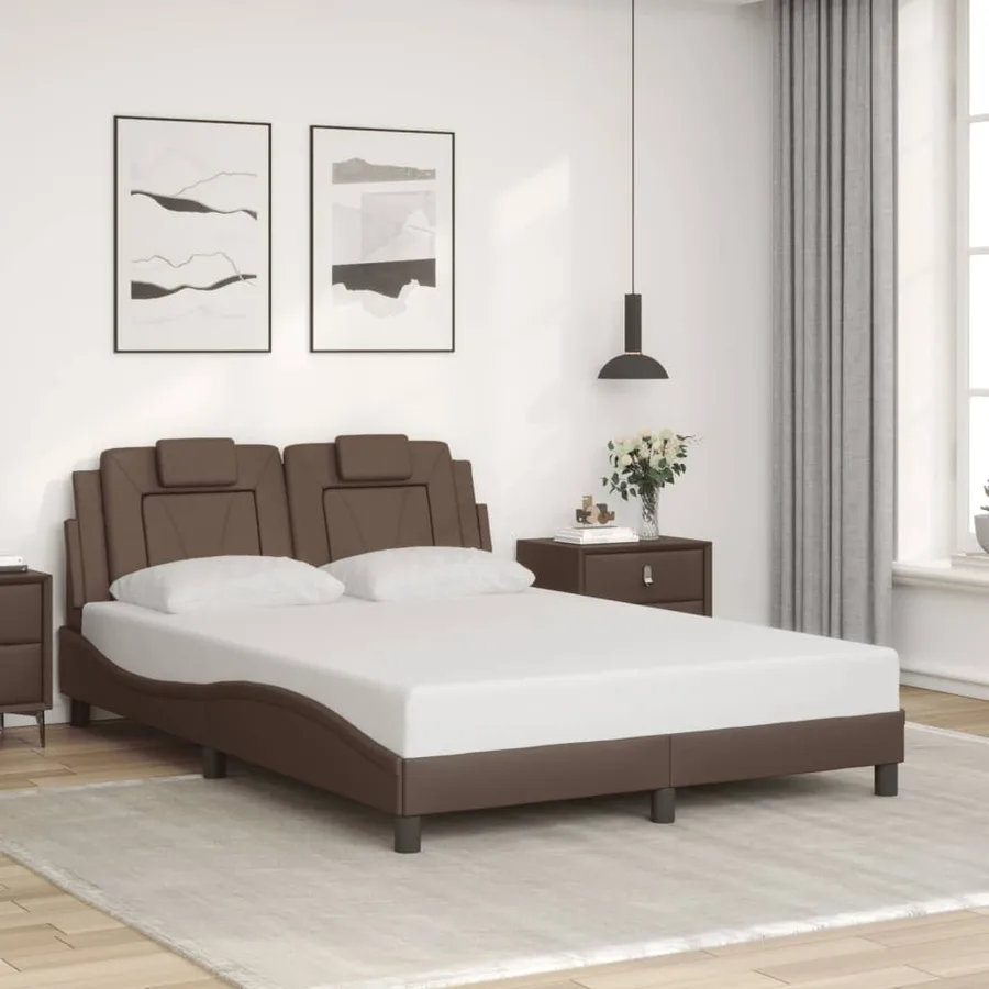 Cadre de lit Viana avec LED sans matelas marron 140x190 cm - 4
