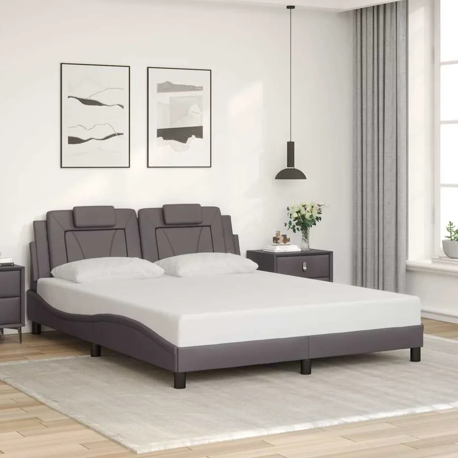 Cadre de lit Viana sans matelas gris 160x200 cm similicuir