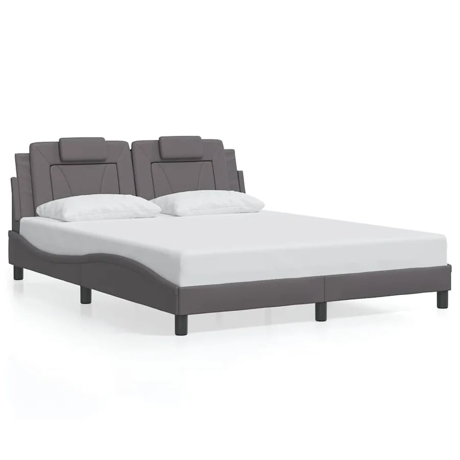 Cadre de lit Viana sans matelas gris 160x200 cm similicuir - 2